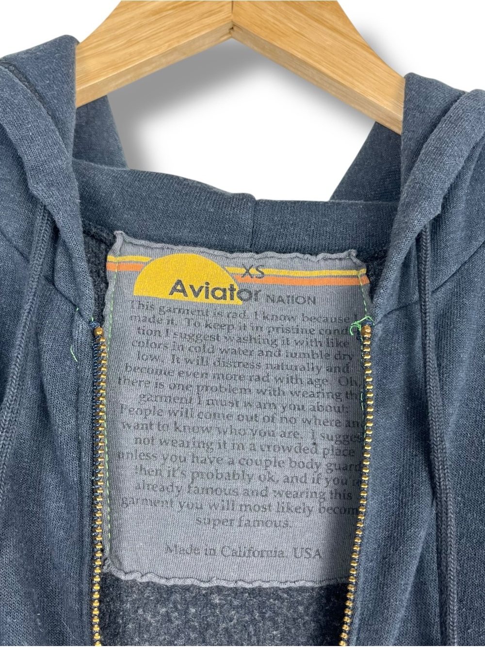 Aviator Nation Zip Up Hoodie Rainbow Logo Unisex XS Metallic Lightening Bolt - Picture 10 of 13